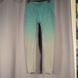 CVG Women's Teal Gray Ombré High Waist Ankle Leggings M